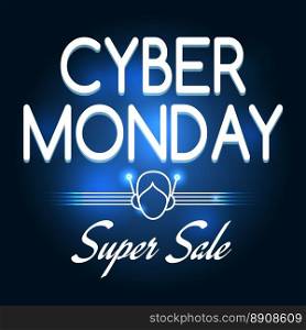 Cyber monday super sale poster. Cyber monday super sale promo poster with blue background. Vector illustration