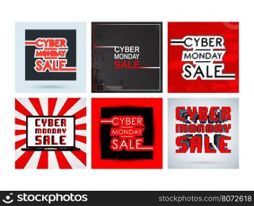 Cyber monday template. Cyber monday sale template. Various background or poster. Vector illustration.