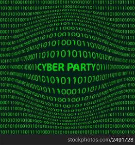 Cyber party background templatewith green one zero light. Binary Code
