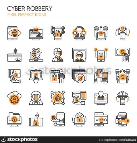 Cyber Robbery Elements , Thin Line and Pixel Perfect Icons