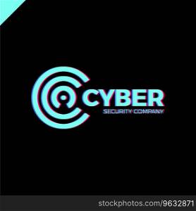 Cyber security and defender line letter c Vector Image