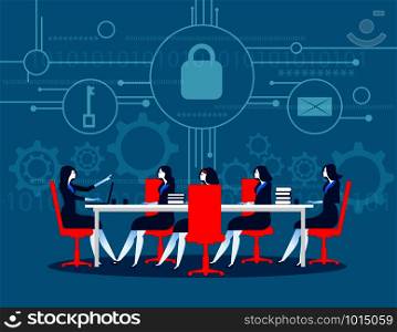Cyber security. Business meeting security. Concept business technology vector illustration.. Cyber security. Business meeting security. Concept business technology vector illustration.