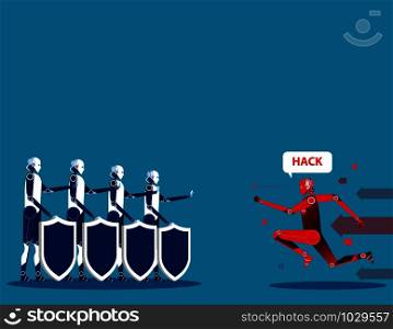 Cyber security. Concept cyborg security vector illustration.