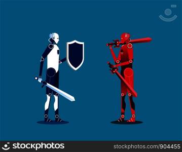 Cyber security. Concept cyborg security vector illustration.