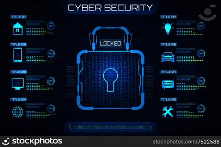 Cyber Security Concept. Lock Symbol, Privacy Information - Illustration Vector. Cyber Security Concept. Lock Symbol, Privacy Information