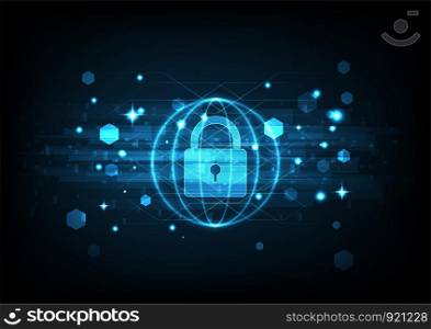 Cyber security concept: Padlock With Keyhole icon on digital data background.