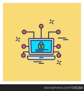 Cyber security creative colored icon with yellow background. For web design and application interface, also useful for infographics. Vector illustration.