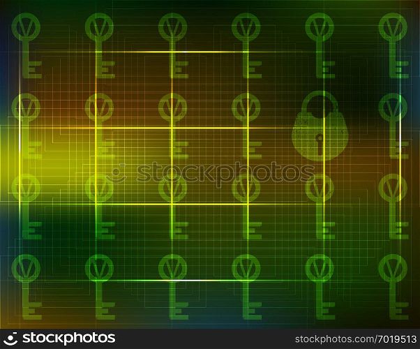 Cyber security futuristic background with key and lock. Antivirus concept. Vector Illustration.