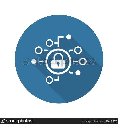 Cyber Security Icon. Flat Design.. Cyber Security Icon. Flat Design. Security concept with a padlock and a points. Isolated Illustration. App Symbol or UI element.