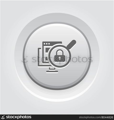 Cyber Security Icon. Flat Design.. Cyber Security Icon. Flat Design. Security concept with a padlock and a points. App Symbol or UI element. Grey Button Design