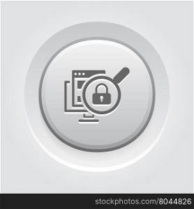 Cyber Security Icon. Flat Design.. Cyber Security Icon. Flat Design. Security concept with a padlock and a points. App Symbol or UI element. Grey Button Design
