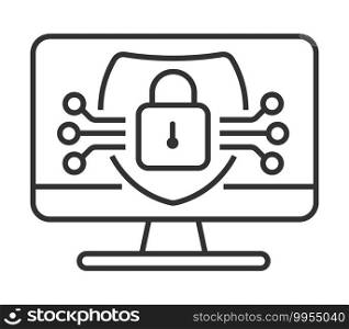 Cyber security icon vector. Hud elements, lock, shield sign are shown on white background for banner, website.. Cyber security icon vector. Hud elements, lock, shield sign are shown on white background