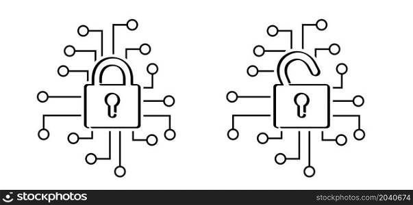 Cyber security icon. Vector password and security in Progress logo. Strategy, success of business concept. Security Intelligence, keyhole icon. Internet.
