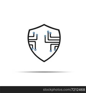 Cyber security icon with shadow. Shield icon