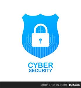 Cyber security logo with shield and check mark. Security shield concept. Internet security. stock illustration. Cyber security logo with shield and check mark. Security shield concept. Internet security. stock illustration.