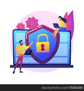 Cyber security risk management abstract concept vector illustration. Cyber security report analysis, risk mitigation management, protection strategy, identify digital threat abstract metaphor.. Cyber security risk management abstract concept vector illustration.