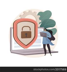 Cyber security risk management abstract concept vector illustration. Cyber security report analysis, risk mitigation management, protection strategy, identify digital threat abstract metaphor.. Cyber security risk management abstract concept vector illustration.