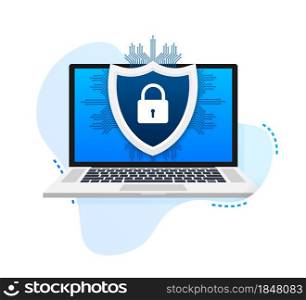 Cyber security vector logo with shield and check mark. Security shield concept. Internet security. Vector illustration. Cyber security vector logo with shield and check mark. Security shield concept. Internet security. Vector illustration.