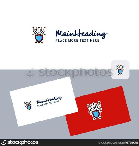 Cyber security vector logotype with business card template. Elegant corporate identity. - Vector