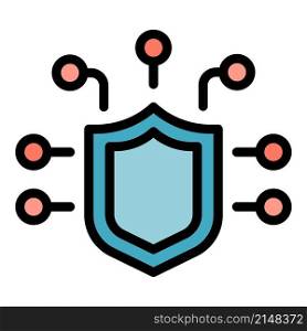 Cyber shield icon. Outline cyber shield vector icon color flat isolated. Cyber shield icon color outline vector