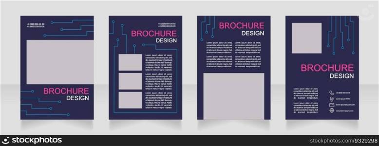 Cyber system service and providing blank brochure design. Template set with copy space for text. Premade corporate reports collection. Editable 4 paper pages. Arial, Myriad Pro fonts used. Cyber system service and providing blank brochure design