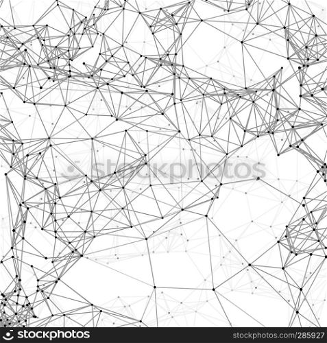 Cyber technology 3d abstract vector background with polygons and dots. Chemical node and biotechnology network illustration. Cyber technology 3d abstract vector background with polygons and dots