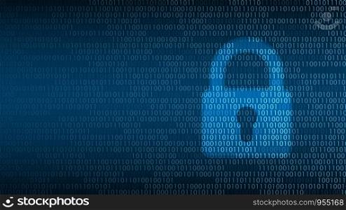 Cyber technology security, Lock on digital screen, netwok protection background design, vector illustration