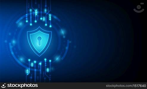Cyber technology security, netwok protection background design, vector illustration