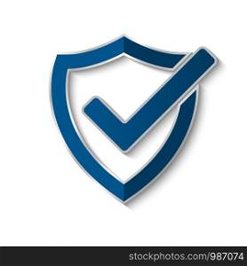 Cyber technology security, Shield on white screen, network protection design, vector illustration