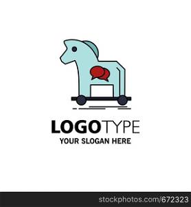 Cybercrime, horse, internet, trojan, virus Flat Color Icon Vector