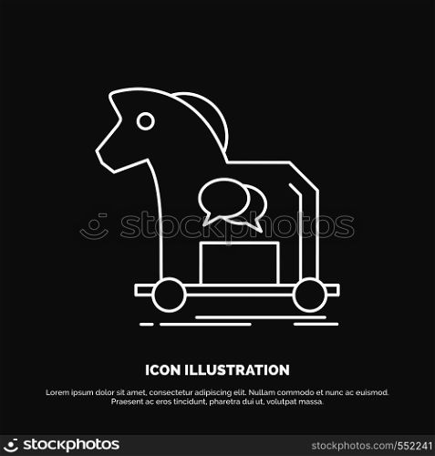 Cybercrime, horse, internet, trojan, virus Icon. Line vector symbol for UI and UX, website or mobile application. Vector EPS10 Abstract Template background