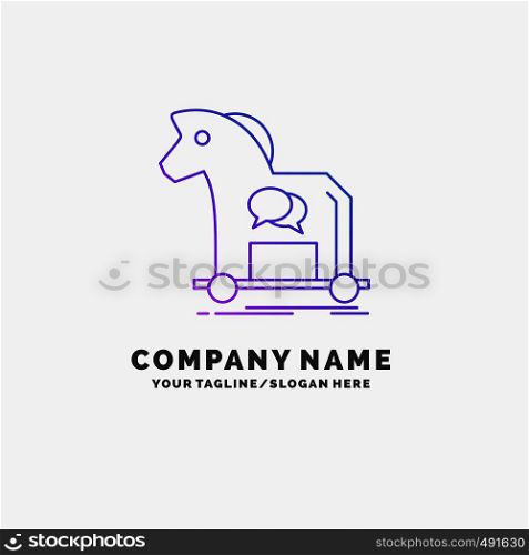 Cybercrime, horse, internet, trojan, virus Purple Business Logo Template. Place for Tagline. Vector EPS10 Abstract Template background