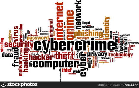 Cybercrime word cloud concept. Vector illustration