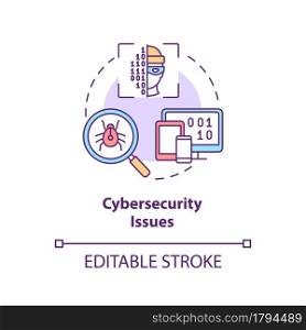 Cybersecurity issue concept icon. Problem with corporate digital safety. Data protection. Startup company abstract idea thin line illustration. Vector isolated outline color drawing. Editable stroke. Cybersecurity issue concept icon