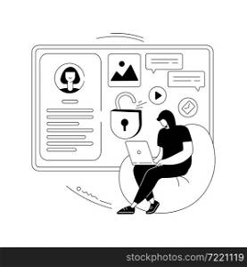 Cyberstalking abstract concept vector illustration. Pursuit of social identity, online false accusations, cyberstalking, internet harassment, cyber crime, realtime stalking abstract metaphor.. Cyberstalking abstract concept vector illustration.