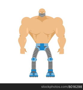 Cyborg- half human, half robot. Body of man. Legs Cyber mechanical. Machine of future. Bionic Artificial limbs for humans.