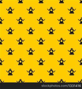 Cyborg on wheels pattern seamless vector repeat geometric yellow for any design. Cyborg on wheels pattern vector