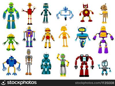 Cyborgs, robots and aliens set in cartoon style isolated on white. Cyborgs, robots and aliens set