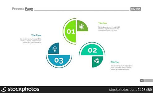 Cycle chart with three elements. Step diagram, process chart, layout. Creative concept for infographics, presentation, project, report. Can be used for topics like management, workflow, analysis.