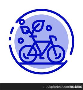 Cycle, Eco, Friendly, Plant, Environment Blue Dotted Line Line Icon
