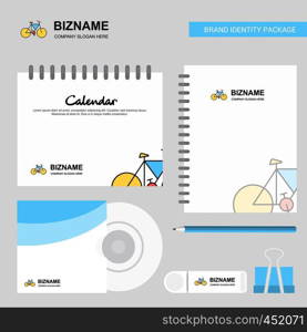 Cycle Logo, Calendar Template, CD Cover, Diary and USB Brand Stationary Package Design Vector Template