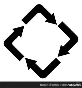 Cyclic square arrows. Rhombus shape. Black sign. Business process. Simple flat art. Vector illustration. Stock image. EPS 10.. Cyclic square arrows. Rhombus shape. Black sign. Business process. Simple flat art. Vector illustration. Stock image.