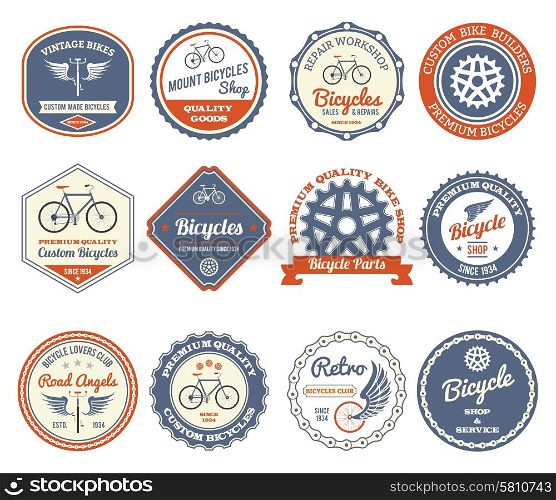 Cycling and bicycles club retro emblems set isolated vector illustration. Cycling Emblems Set