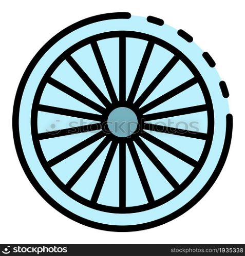 Cycling bike wheel icon. Outline cycling bike wheel vector icon color flat isolated. Cycling bike wheel icon color outline vector