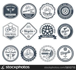 Cycling club retro decorative emblems black set isolated vector illustration. Cycling Emblems Black Set