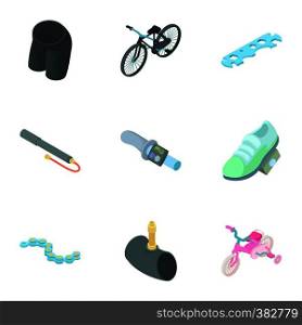 Cycling icons set. Cartoon illustration of 9 cycling vector icons for web. Cycling icons set, cartoon style
