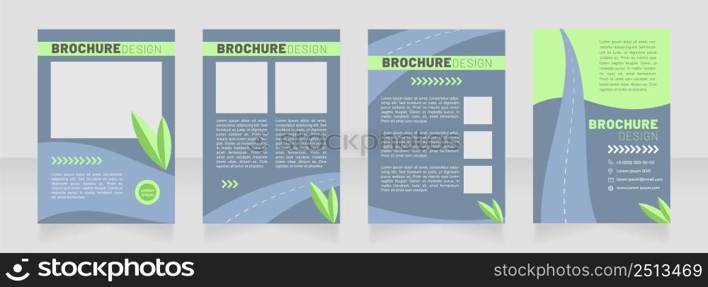 Cycling infrastructure blank brochure design. Template set with copy space for text. Premade corporate reports collection. Editable 4 paper pages. Barlow Black, Thin, Nunito Light fonts used. Cycling infrastructure blank brochure design