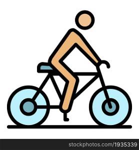 Cycling man icon. Outline cycling man vector icon color flat isolated. Cycling man icon color outline vector