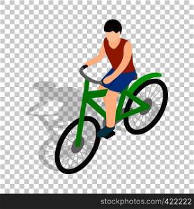 Cyclist riding a bike isometric icon 3d on a transparent background vector illustration. Cyclist riding a bike isometric icon