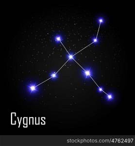 Cygnus Constellation with Beautiful Bright Stars on the Background of Cosmic Sky Vector Illustration EPS10. Cygnus Constellation with Beautiful Bright Stars on the Backgrou